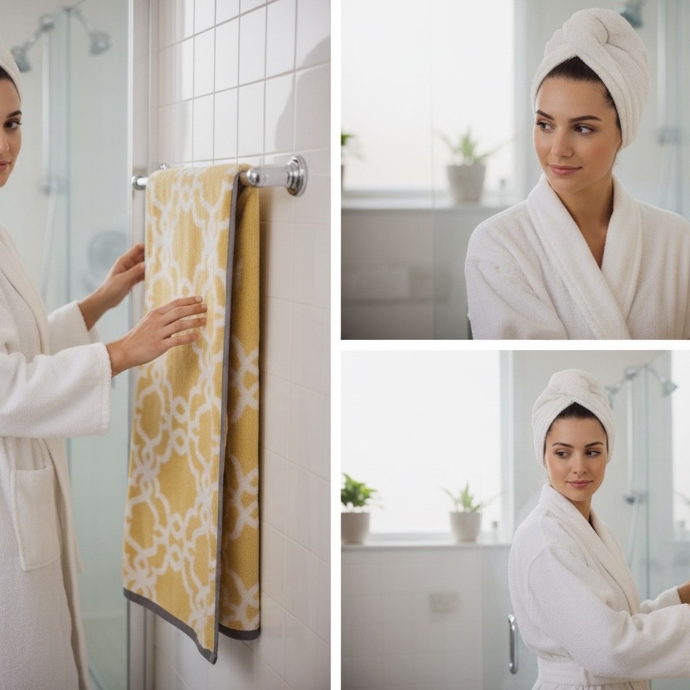 Yellow and White Patterned Towel